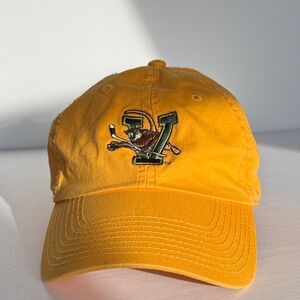 Yellow Baseball Cap with Embroidered UVM Logo and Mascot